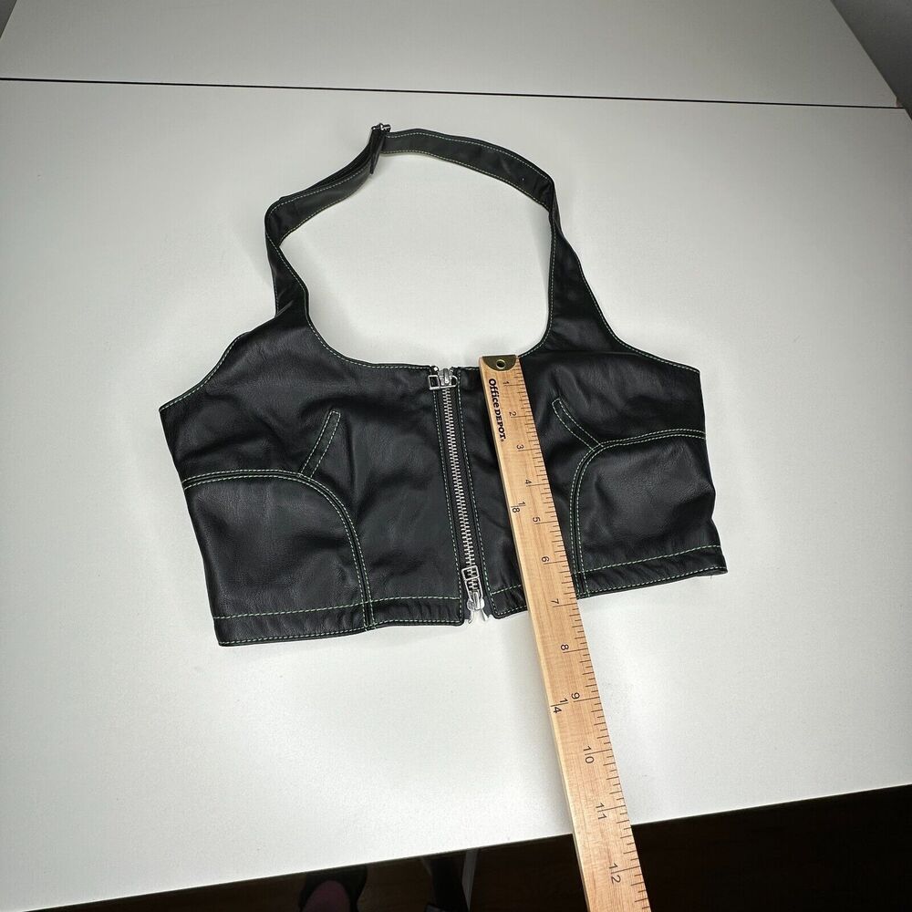NWOT Eckhaus Latta Black Switch Halterneck Zip Top Tonal Stitch Scoop Neck Med - Picture 4 of 10